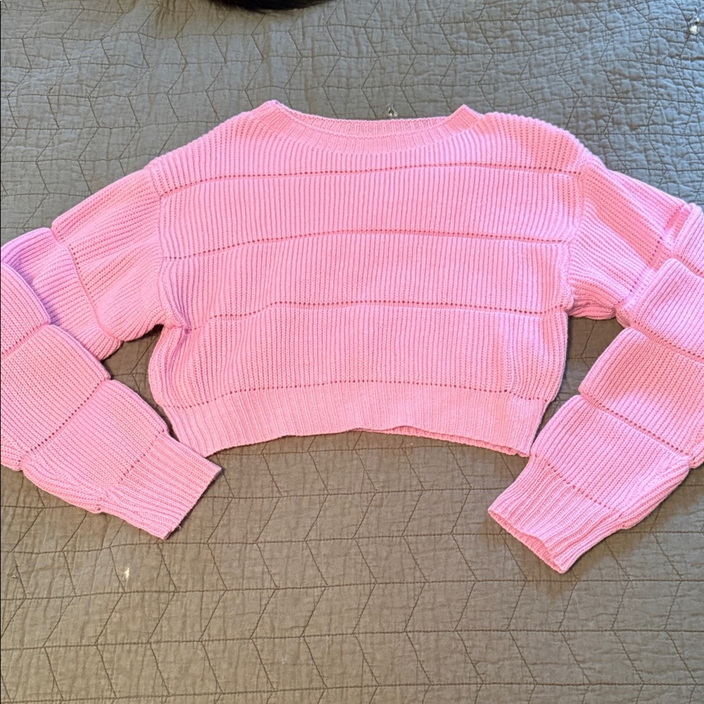 SHEIN Light Pink Ribbed Cropped Sweater